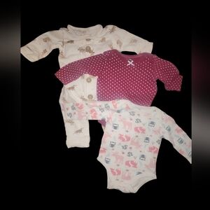 6-9 Month Baby Girl 3 Pc Bundle. 2 Gerber And 1 Rabbit And Bear